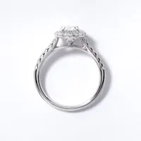 Lab Grown Oval Cut Diamond Engagement Ring 14K White Gold ( ct