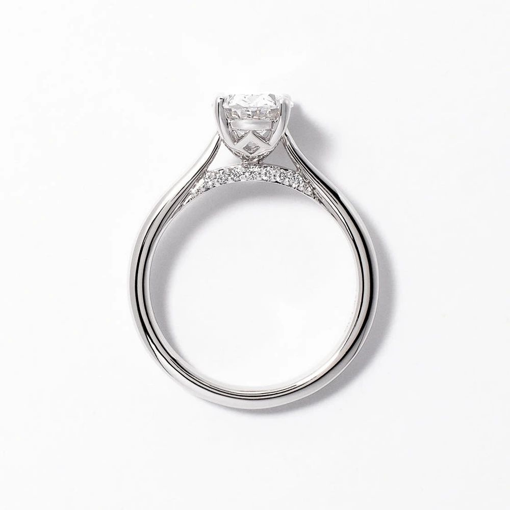 Lab Grown Oval Cut Diamond Engagement Ring 14K White Gold (1.57 ct