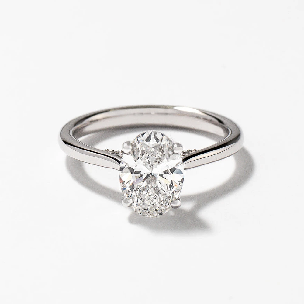Lab Grown Oval Cut Diamond Engagement Ring 14K White Gold (1.57 ct