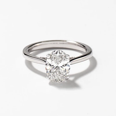 Lab Grown Oval Cut Diamond Engagement Ring 14K White Gold (1.57 ct