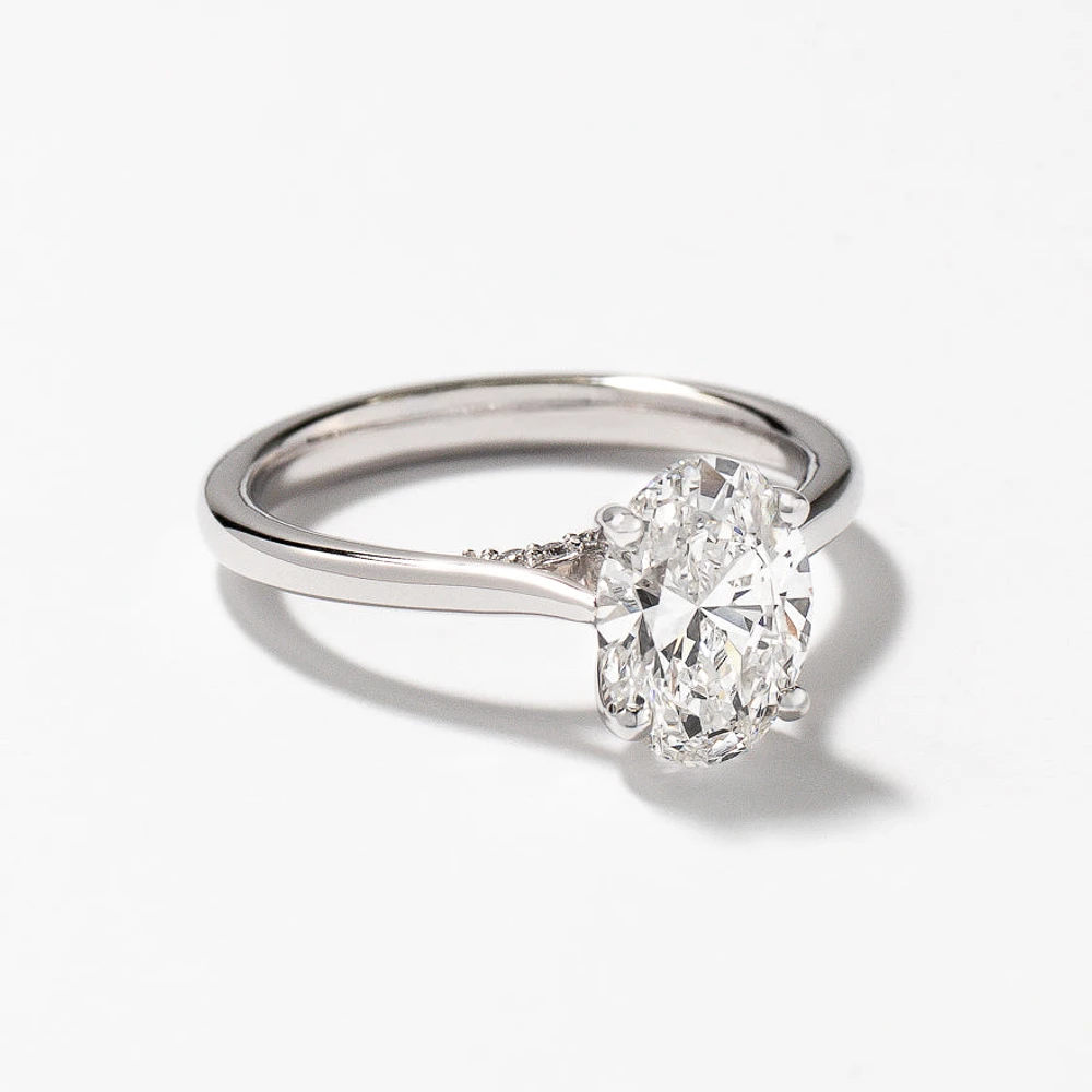 Lab Grown Oval Cut Diamond Engagement Ring 14K White Gold (1.57 ct