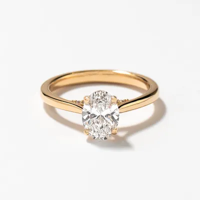 Lab Grown Oval Cut Diamond Engagement Ring 14K Yellow Gold (1.07 ct