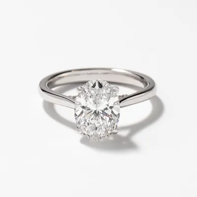 Lab Grown Oval Cut Diamond Engagement Ring 14K Gold (2.07 ct