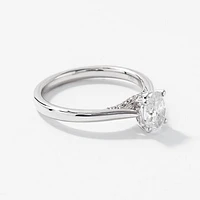 Lab Grown Oval Cut Diamond Engagement Ring 14K White Gold (0.82 ct