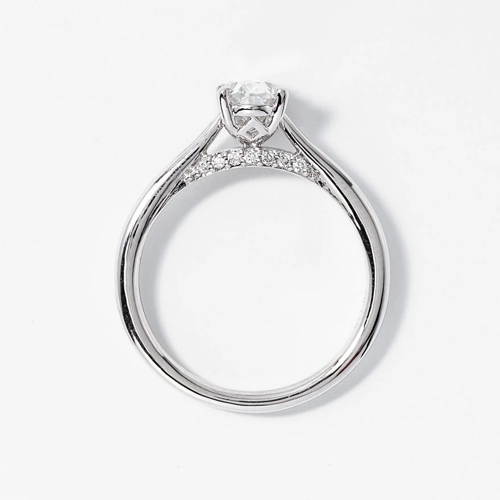 Lab Grown Oval Cut Diamond Engagement Ring 14K White Gold (0.82 ct