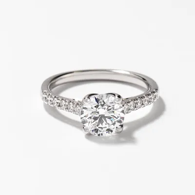 Lab Grown Round Cut Diamond Engagement Ring 14K White Gold (1.75 ct