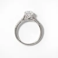 Lab Grown Round Cut Diamond Engagement Ring 14K White Gold (1.25 ct