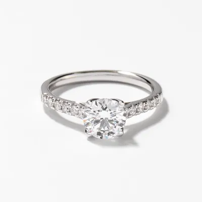 Lab Grown Round Cut Diamond Engagement Ring 14K White Gold (1.25 ct
