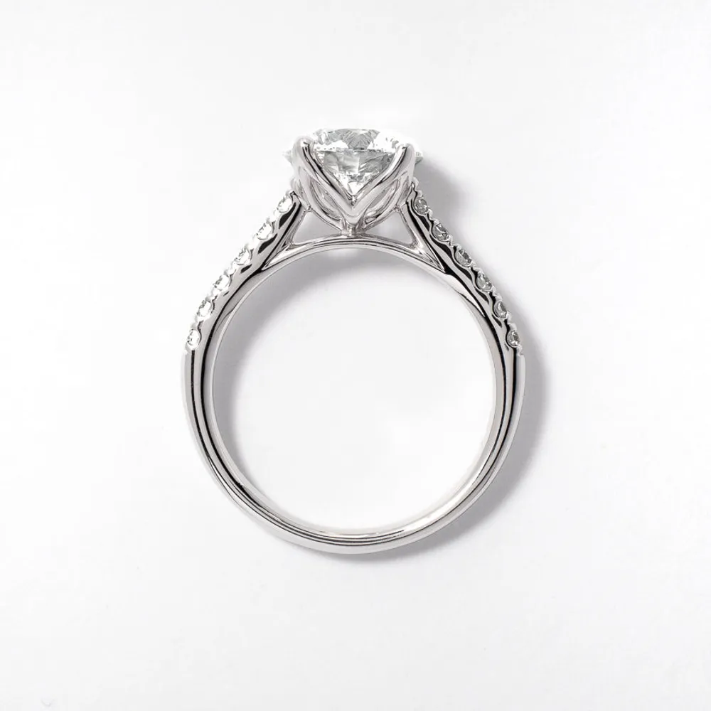 Lab Grown Round Cut Diamond Engagement Ring 14K White Gold (2.33 ct