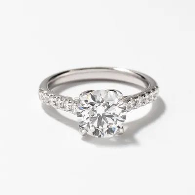 Lab Grown Round Cut Diamond Engagement Ring 14K White Gold (2.33 ct