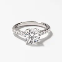 Lab Grown Round Cut Diamond Engagement Ring 14K White Gold (2.33 ct