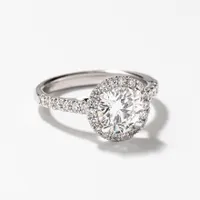 Lab Grown Round Cut Diamond Engagement Ring 14K White Gold (2.00 ct