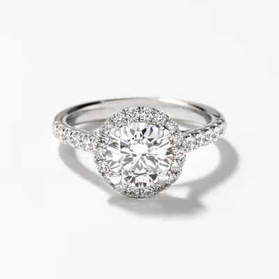Lab Grown Round Cut Diamond Engagement Ring 14K White Gold (2.00 ct