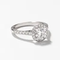 Lab Grown Round Cut Diamond Engagement Ring 14K White Gold (1.48 ct