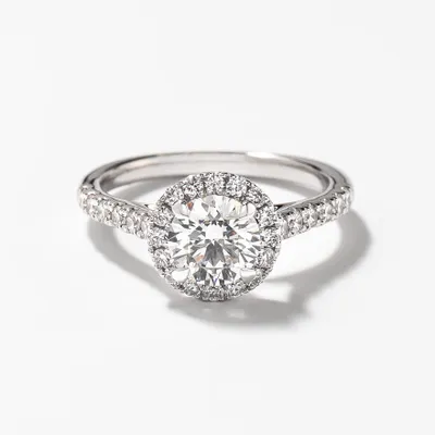 Lab Grown Round Cut Diamond Engagement Ring 14K White Gold (1.48 ct