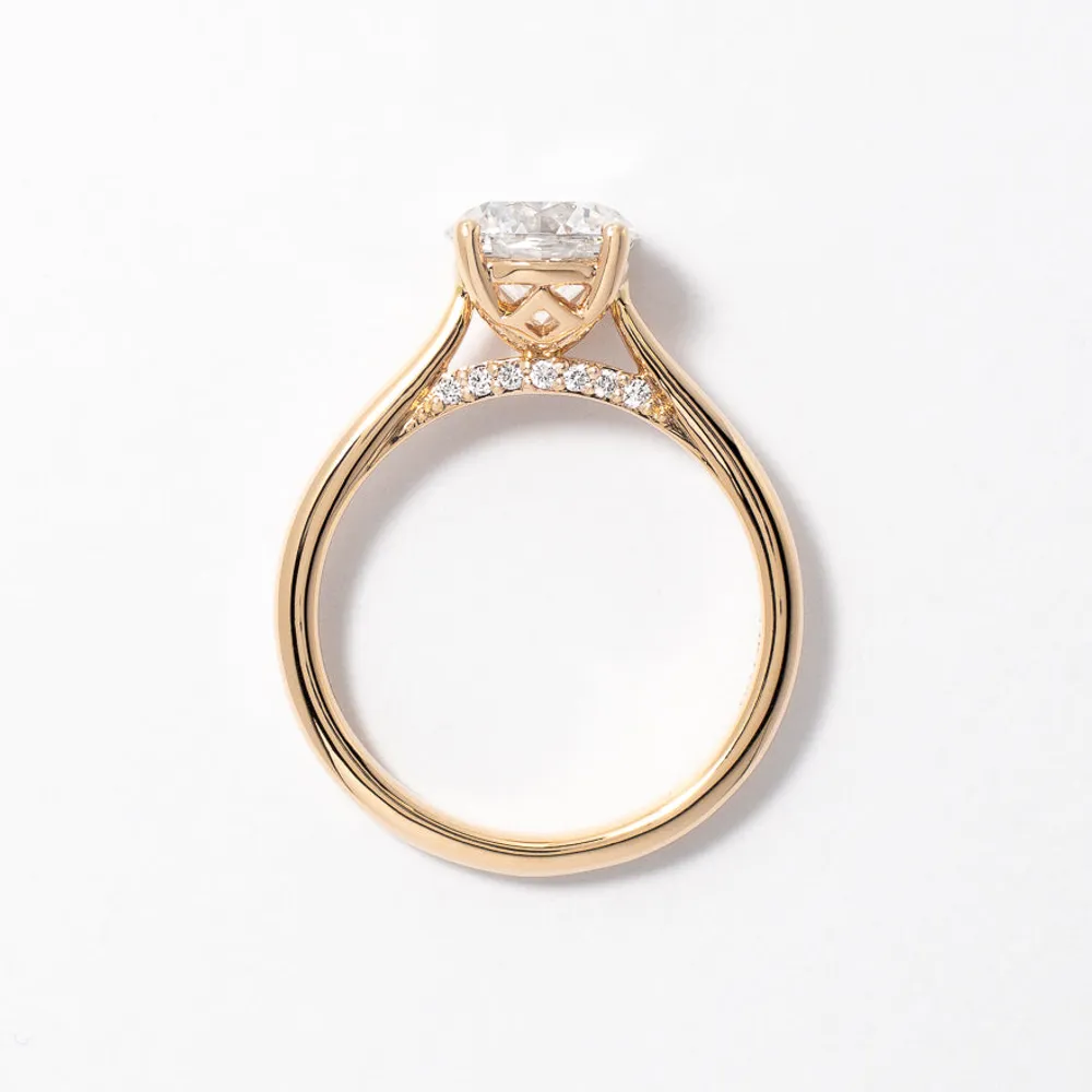 Lab Grown Round Cut Diamond Engagement Ring 14K Yellow Gold (1.57 c