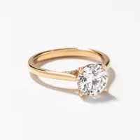 Lab Grown Round Cut Diamond Engagement Ring 14K Yellow Gold (1.57 c