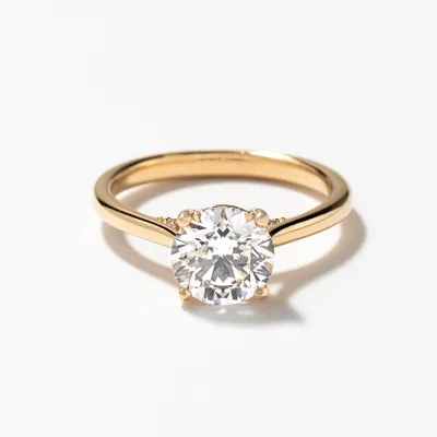 Lab Grown Round Cut Diamond Engagement Ring 14K Yellow Gold (1.57 c