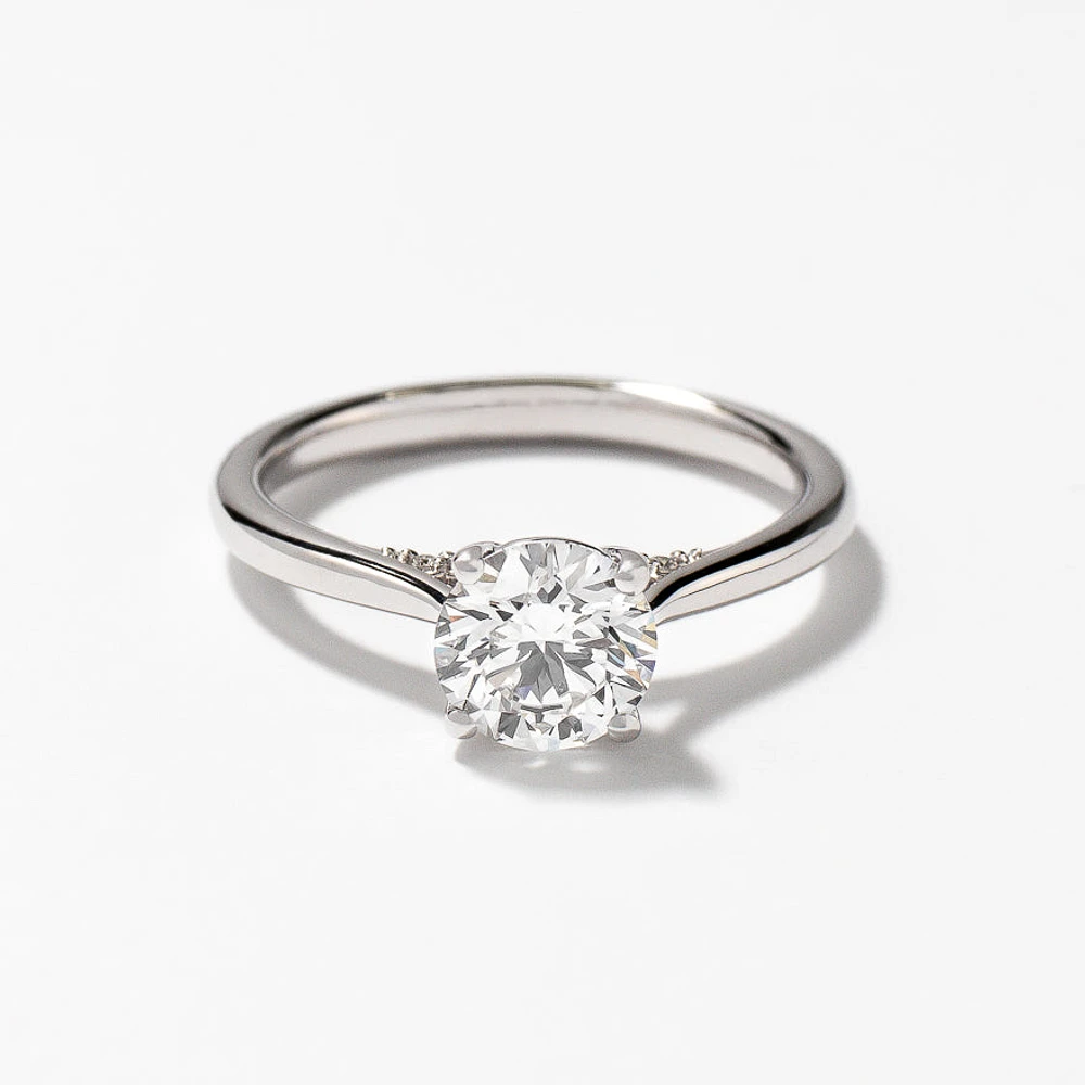 Lab Grown Round Cut Diamond Engagement Ring 14K White Gold (1.07 ct