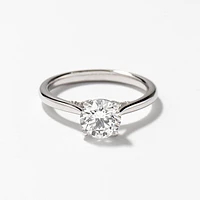 Lab Grown Round Cut Diamond Engagement Ring 14K White Gold (1.07 ct