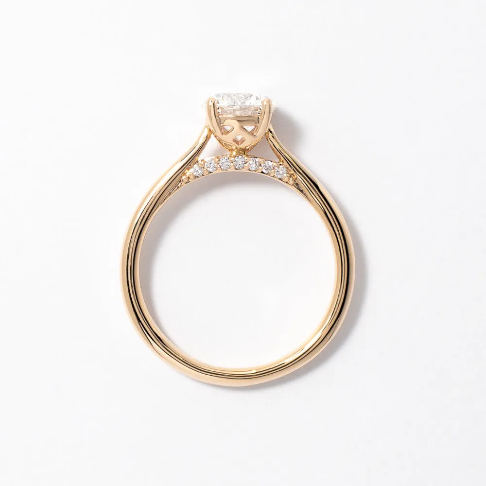 Lab Grown Round Cut Diamond Engagement Ring 14K Yellow Gold (1.07 c