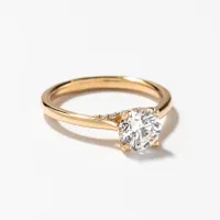 Lab Grown Round Cut Diamond Engagement Ring 14K Yellow Gold (1.07 c