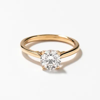 Lab Grown Round Cut Diamond Engagement Ring 14K Yellow Gold (1.07 c