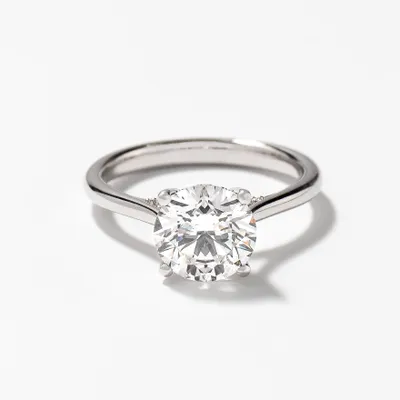 Lab Grown Round Cut Diamond Engagement Ring 14K White Gold (2.07 ct