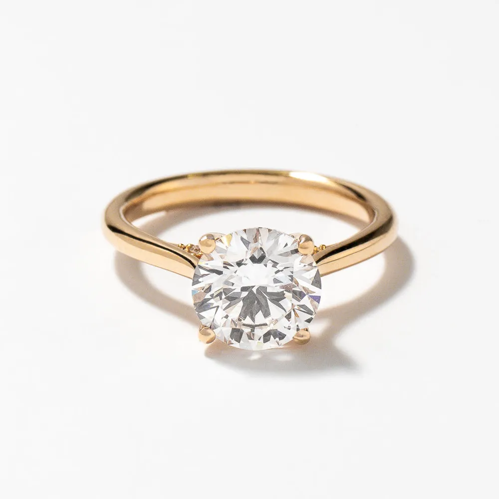 Lab Grown Round Cut Diamond Engagement Ring 14K Yellow Gold (2.07 c