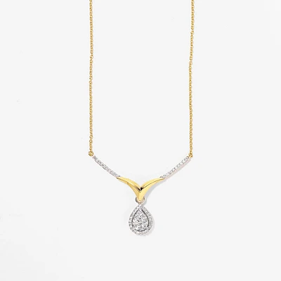 Diamond Cluster Necklace in 10K White and Yellow Gold (0.50 ct tw)
