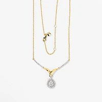 Diamond Cluster Necklace in 10K White and Yellow Gold (0.50 ct tw)