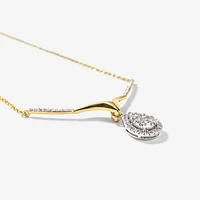 Diamond Cluster Necklace in 10K White and Yellow Gold (0.50 ct tw)