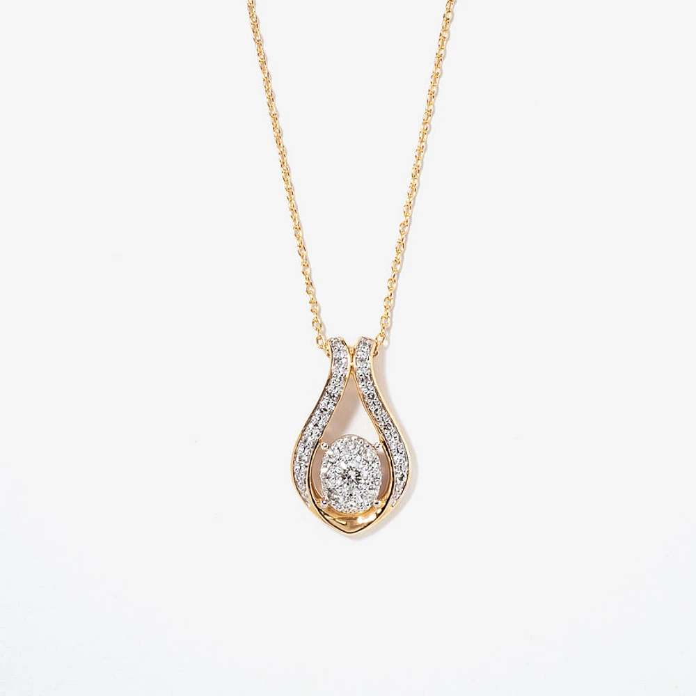 Diamond Cluster Necklace in 10K Yellow Gold (0.33 ct tw)