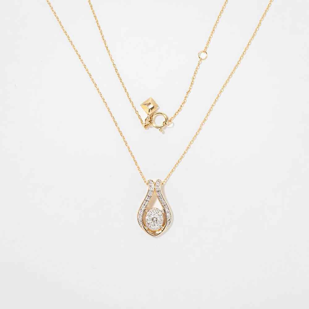 Diamond Cluster Necklace in 10K Yellow Gold (0.33 ct tw)