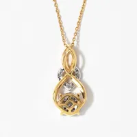 Diamond Cluster Necklace in 10K Yellow and White Gold (0.13 ct tw)