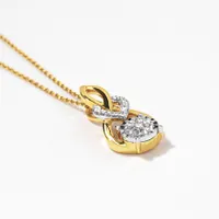 Diamond Cluster Necklace in 10K Yellow and White Gold (0.13 ct tw)