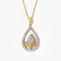 Diamond Cluster Necklace in 10K Yellow and White Gold (0.40 ct tw)