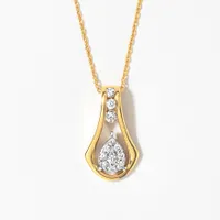 Diamond Cluster Necklace in 10K Yellow and White Gold (0.25 ct tw)