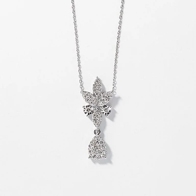 Diamond Cluster Necklace in 10K White Gold (0.50 ct tw)