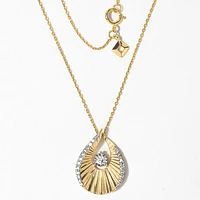 Diamond Sunray Necklace in 10K Yellow and White Gold (0.25 ct tw)