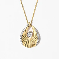 Diamond Sunray Necklace in 10K Yellow and White Gold (0.25 ct tw)