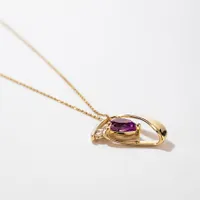 Amethyst Pendant with Diamond Accents in 10K Yellow Gold