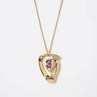 Amethyst Pendant with Diamond Accents in 10K Yellow Gold