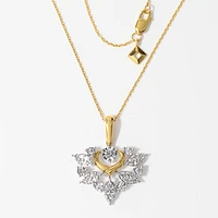 Marquise Shape Diamond Cluster Necklace in 10K Yellow and White Gold (