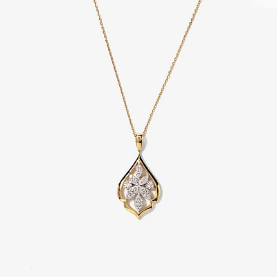 Diamond Cluster Pendant in 10K Yellow and White Gold (0.25 ct tw)