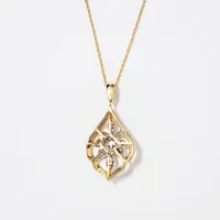 Diamond Cluster Pendant in 10K Yellow and White Gold (0.25 ct tw)