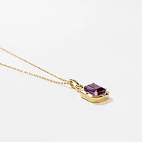 Emerald Cut Amethyst Necklace in 10K Yellow Gold