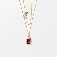 Emerald Cut Amethyst Necklace in 10K Yellow Gold