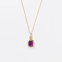 Emerald Cut Amethyst Necklace in 10K Yellow Gold