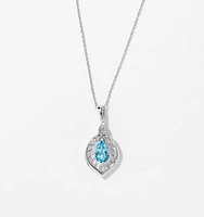 Blue Topaz Necklace in 10K White Gold